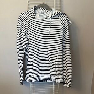 J. Crew Black & White Striped Knit Hoodie